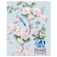 Load image into Gallery viewer, June (detail), a blue chinoiserie fine art print