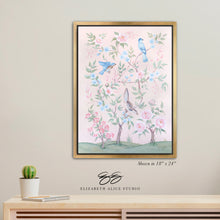 Load image into Gallery viewer, Blush Chinoiserie No. 1, a pink botanical canvas wrap, available framed