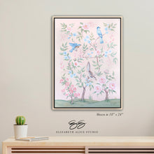 Load image into Gallery viewer, Blush Chinoiserie No. 1, a pink botanical canvas wrap, available framed