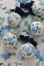 Load image into Gallery viewer, Blue hydrangea chinoiserie hand-painted ornament