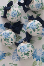 Load image into Gallery viewer, Blue hydrangea chinoiserie hand-painted ornament
