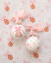 Load image into Gallery viewer, Pink gingerbread house hand-painted ornament