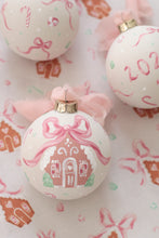 Load image into Gallery viewer, Pink gingerbread house hand-painted ornament