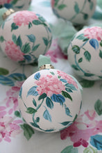 Load image into Gallery viewer, Pink hydrangea chinoiserie hand-painted ornament