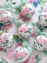 Load image into Gallery viewer, Pink hydrangea chinoiserie hand-painted ornament