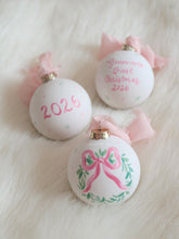 Load image into Gallery viewer, 2026 pink bow wreath hand-painted ornament, personalization available