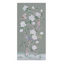 Load image into Gallery viewer, Songbirds and Magnolias, a green chinoiserie canvas wrap