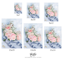 Load image into Gallery viewer, No. 231 Integrity, a fine art print on paper, blue and peach bouquet