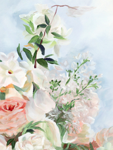 Load image into Gallery viewer, No. 234 Gratitude, a fine art print on paper, blue and peach bouquet