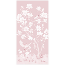 Load image into Gallery viewer, May, a tonal pink chinoiserie fine art print on paper with birds and magnolia flowers