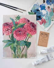 Load image into Gallery viewer, No. 399 Pink decorative dahlias no. 1, 11 x 14 + dahlia seeds