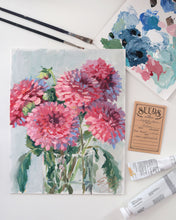 Load image into Gallery viewer, No. 401 Pink decorative dahlias no. 3, 11 x 14 + dahlia seeds