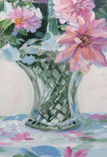 Load image into Gallery viewer, No. 491 Original floral painting of dahlias in crystal basket - 14 x 18