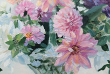 Load image into Gallery viewer, No. 491 Original floral painting of dahlias in crystal basket - 14 x 18