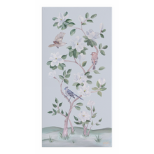 Load image into Gallery viewer, Songbirds and Magnolias, a light blue chinoiserie canvas wrap