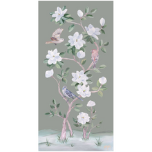 Load image into Gallery viewer, Songbirds and Magnolias, a green chinoiserie fine art print