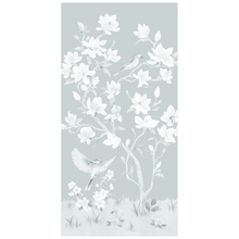 Load image into Gallery viewer, May, a tonal green chinoiserie fine art print on paper with birds and magnolia flowers