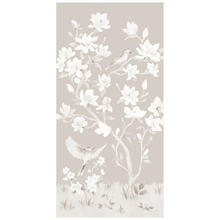 Load image into Gallery viewer, May, a tonal beige chinoiserie fine art print on paper with birds and magnolia flowers