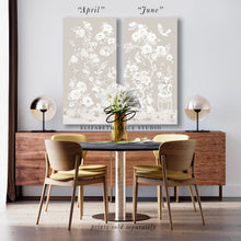 Load image into Gallery viewer, April, a tonal beige chinoiserie canvas wrap, available framed