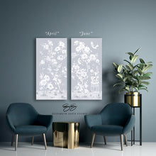 Load image into Gallery viewer, April, a tonal blue chinoiserie canvas wrap, available framed