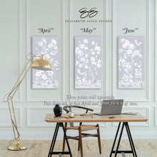 Load image into Gallery viewer, April, a tonal blue chinoiserie canvas wrap, available framed