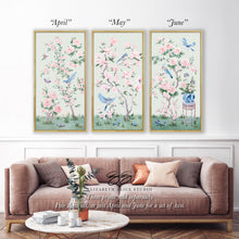 Load image into Gallery viewer, April, a green chinoiserie canvas wrap, available framed