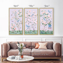 Load image into Gallery viewer, April, a lilac chinoiserie canvas wrap, available framed