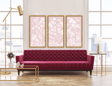 Load image into Gallery viewer, May, a tonal pink chinoiserie fine art print on paper with birds and magnolia flowers