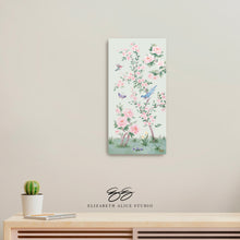 Load image into Gallery viewer, April, a green chinoiserie canvas wrap, available framed