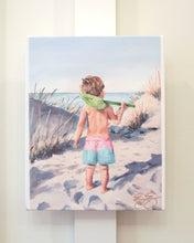 Load image into Gallery viewer, Beach Babies: Boy with Shovel - 8 x 10 canvas wrap
