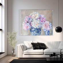Load image into Gallery viewer, No. 395 Peonies in blue and white dragon vase, a fine art print on paper