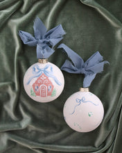 Load image into Gallery viewer, Blue gingerbread house hand-painted ornament