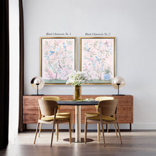Load image into Gallery viewer, Blush Chinoiserie No. 1, a pink botanical canvas wrap, available framed