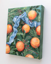 Load image into Gallery viewer, Oranges and winter greens (No. 498) - 8 x 10 acrylic painting on canvas