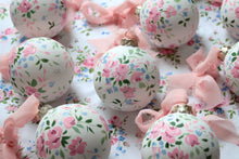 Load image into Gallery viewer, Pink vintage rose hand-painted ornament