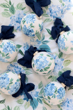 Load image into Gallery viewer, Blue hydrangea chinoiserie hand-painted ornament