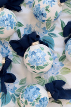 Load image into Gallery viewer, Blue hydrangea chinoiserie hand-painted ornament