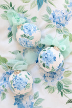 Load image into Gallery viewer, Blue hydrangea chinoiserie hand-painted ornament