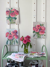 Load image into Gallery viewer, No. 400 Pink decorative dahlias no. 2, 11 x 14 + dahlia seeds