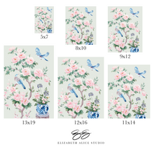 Load image into Gallery viewer, June (detail), a green chinoiserie print on paper