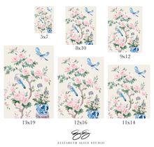 Load image into Gallery viewer, June (detail), an ivory chinoiserie print on paper