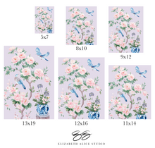 Load image into Gallery viewer, June (detail), a lilac chinoiserie print on paper