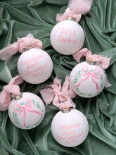 Load image into Gallery viewer, 2025 pink bow wreath hand-painted ornament, personalization available