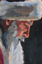 Load image into Gallery viewer, Santa kneeling before baby Jesus - 24 x 36 original painting with FREE frame ($175 value)