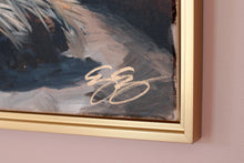 Load image into Gallery viewer, Santa kneeling before baby Jesus - 24 x 36 original painting with FREE frame ($175 value)