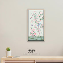 Load image into Gallery viewer, April, a green chinoiserie canvas wrap, available framed