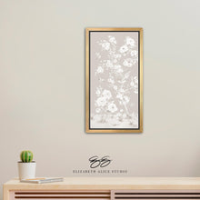 Load image into Gallery viewer, April, a tonal beige chinoiserie canvas wrap, available framed