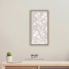 Load image into Gallery viewer, April, a tonal beige chinoiserie canvas wrap, available framed