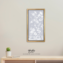 Load image into Gallery viewer, April, a tonal blue chinoiserie canvas wrap, available framed