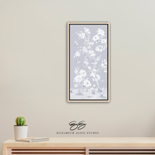 Load image into Gallery viewer, April, a tonal blue chinoiserie canvas wrap, available framed